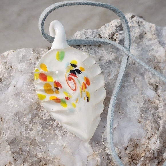 Colorful Glass Leaf Pendant - Picture 2 of 6